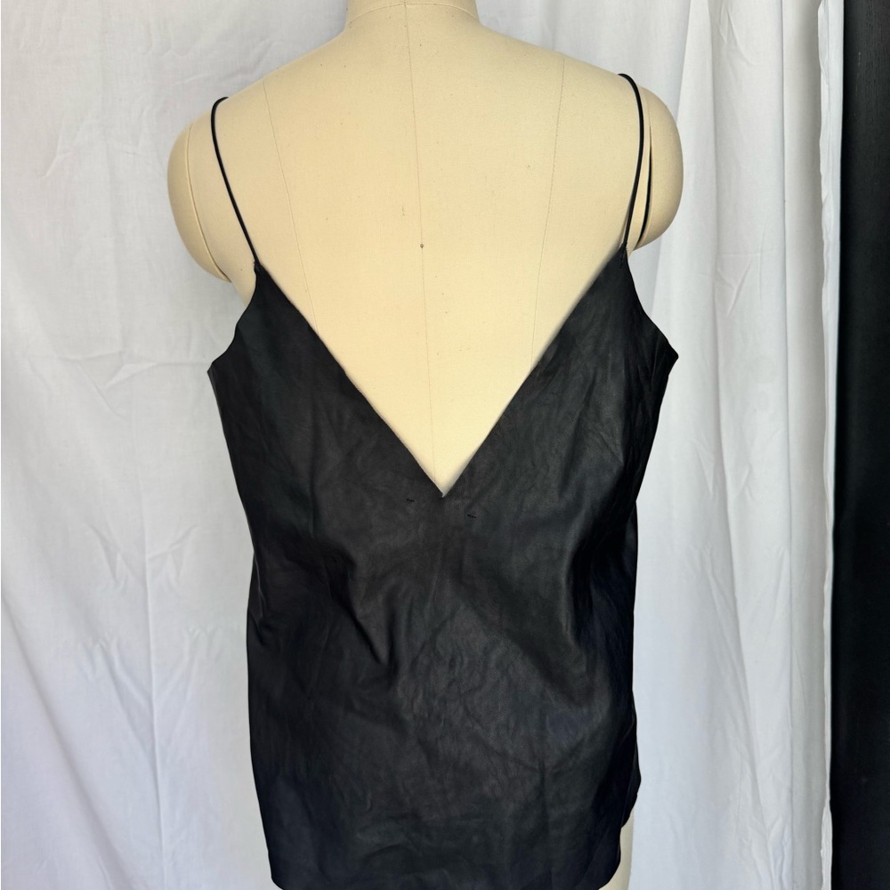 Elegant Black Leather Women's Cami
